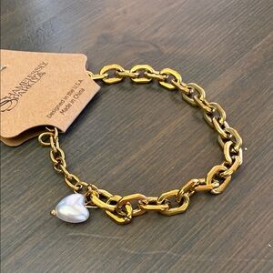 Gold Chain Bracelet with Heart Charm
